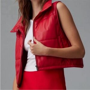 Anthropologie Red Quilted Sleeveless Puffer Vest - Women's Jacket Size XS